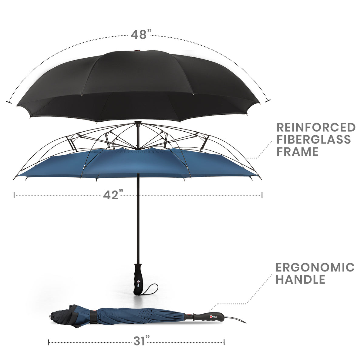 Reverse Folding Umbrella - Navy Blue