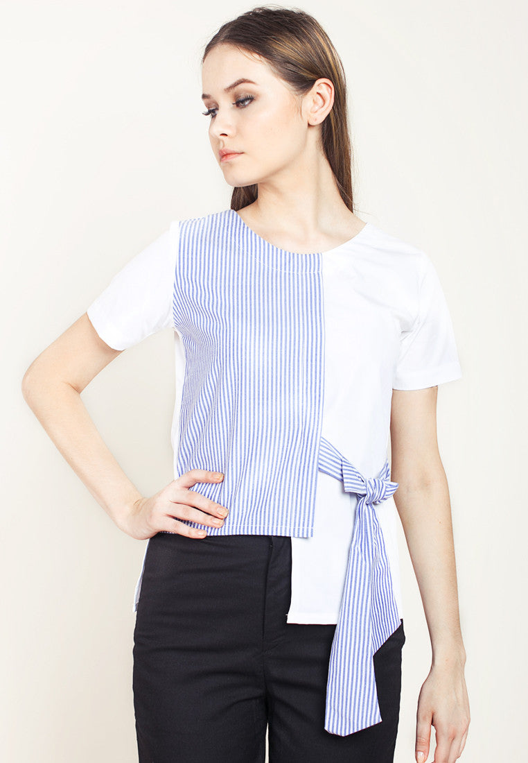 COMBINATION BLOUSE WITH RIBBON - BLUE