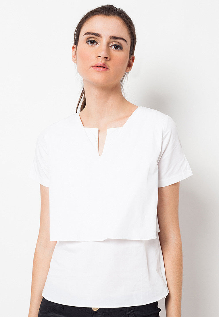 Double Layer Cotton Blouse White