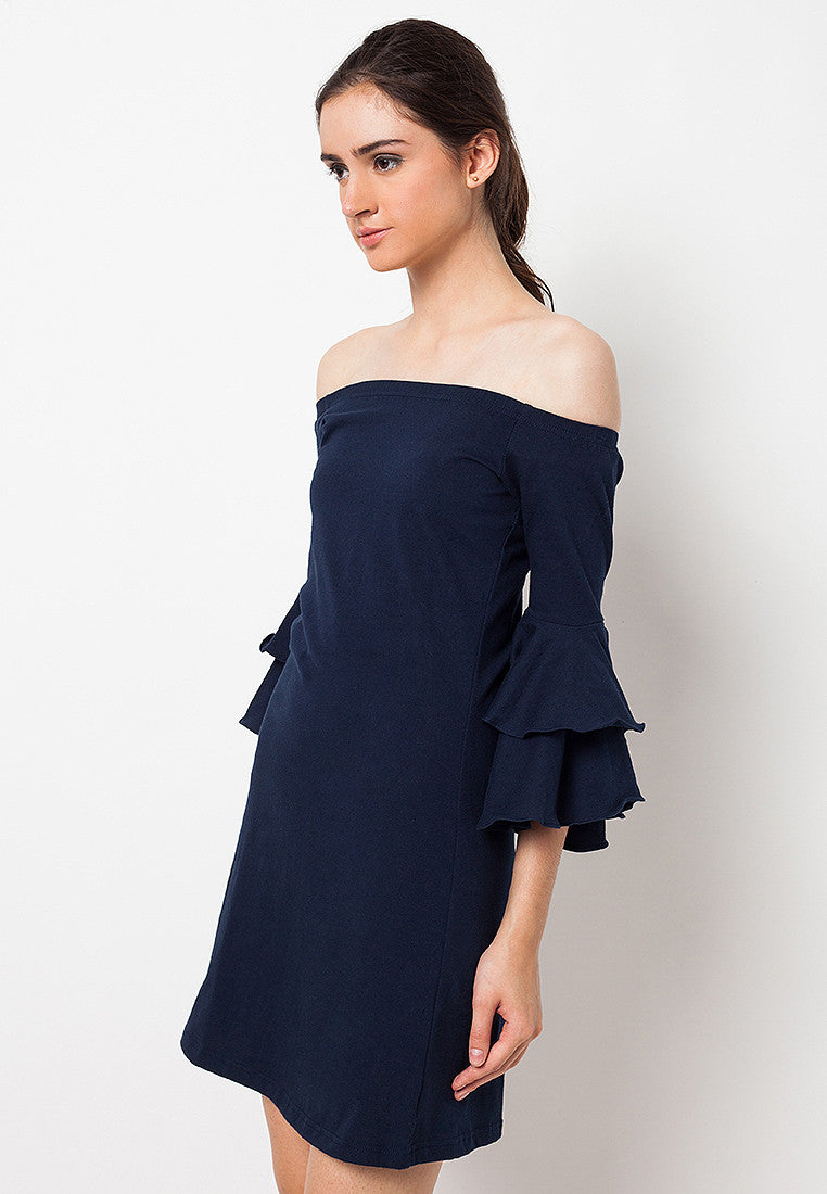 Sabrina Dress with Double Bell Navy