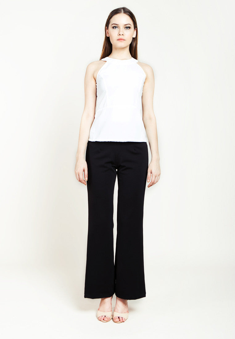 Halter Top with Peplum - White