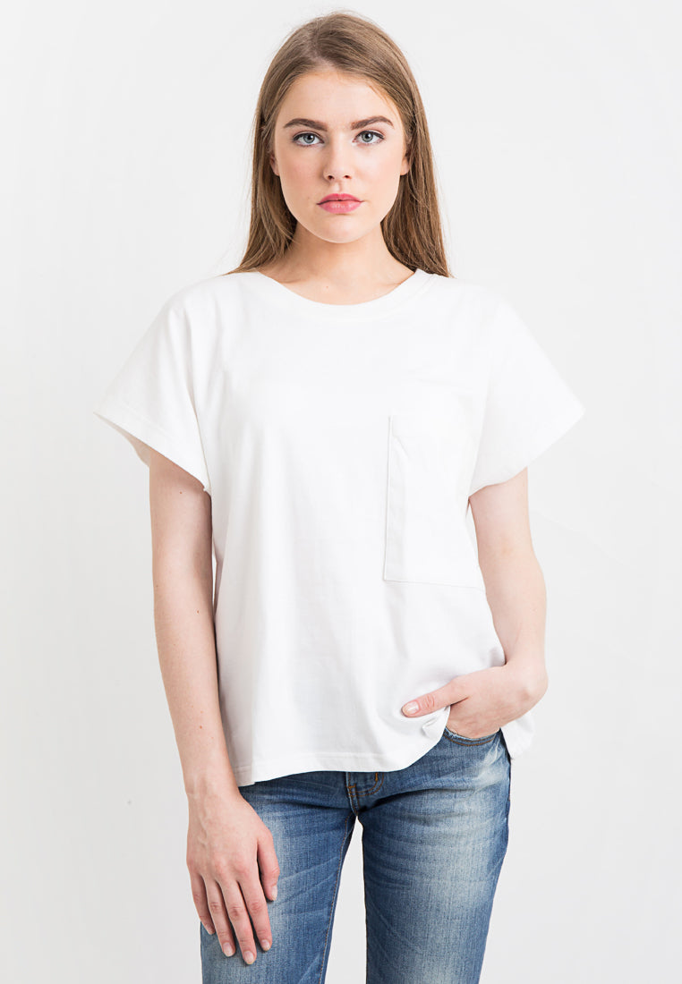 Oversized Tee With Pocket - White