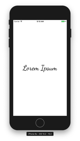 Using the Dancing Script font asset in our Xamarin.Forms app on iOS.