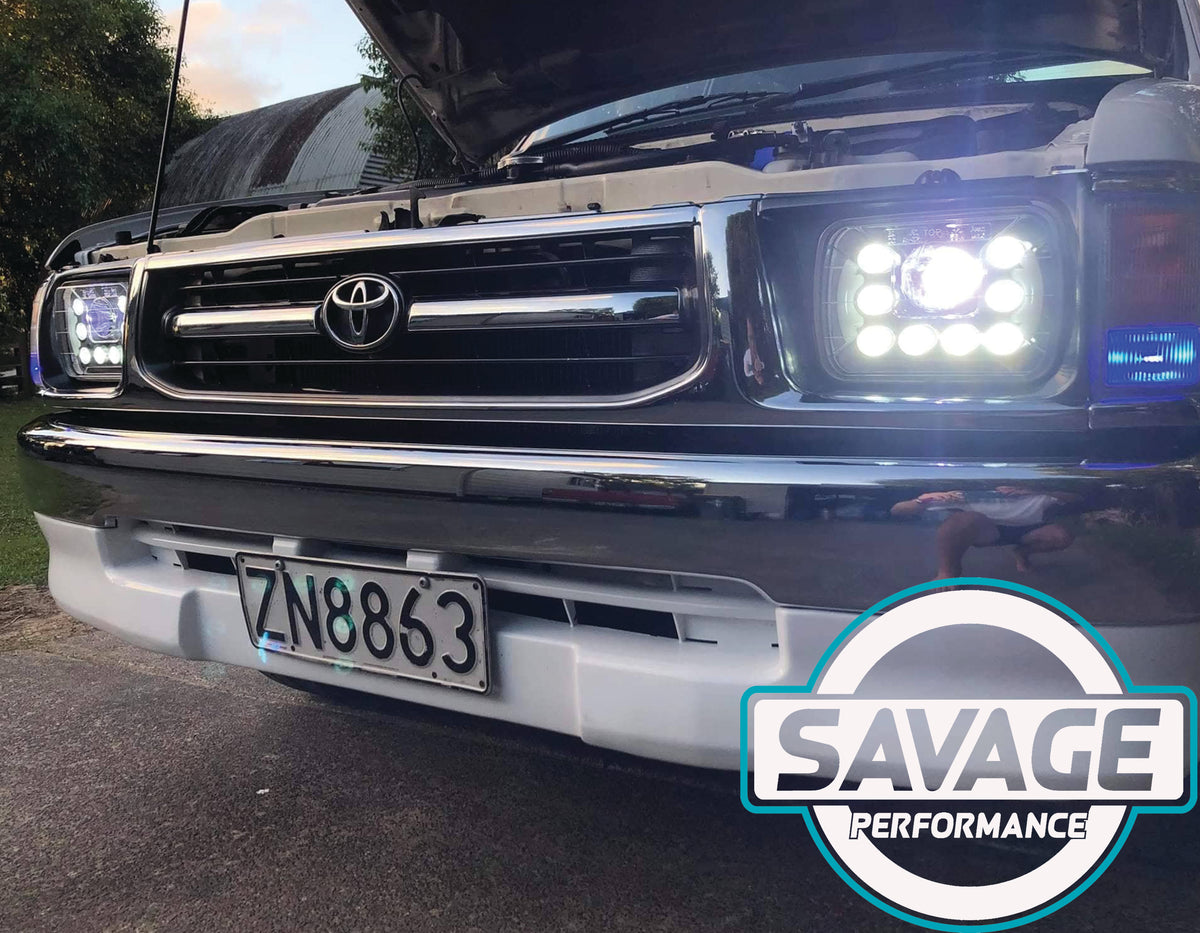 Hilux 7 Inch x 5 Inch LED Headlights *Savage Perfor Savage Performance and Spares