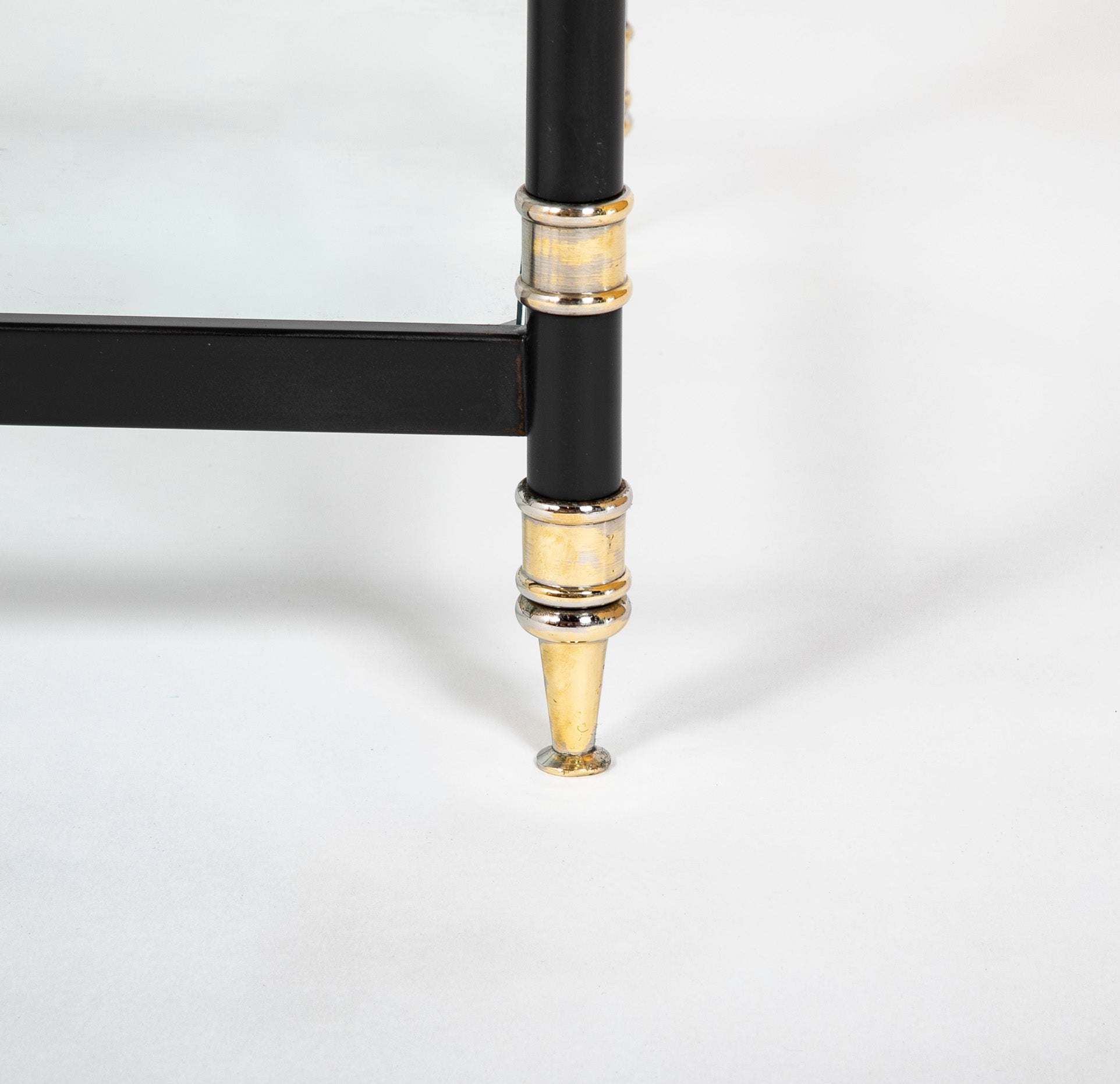 Mid-Century Five Shelf Patinated Metal and Brass Etagere
