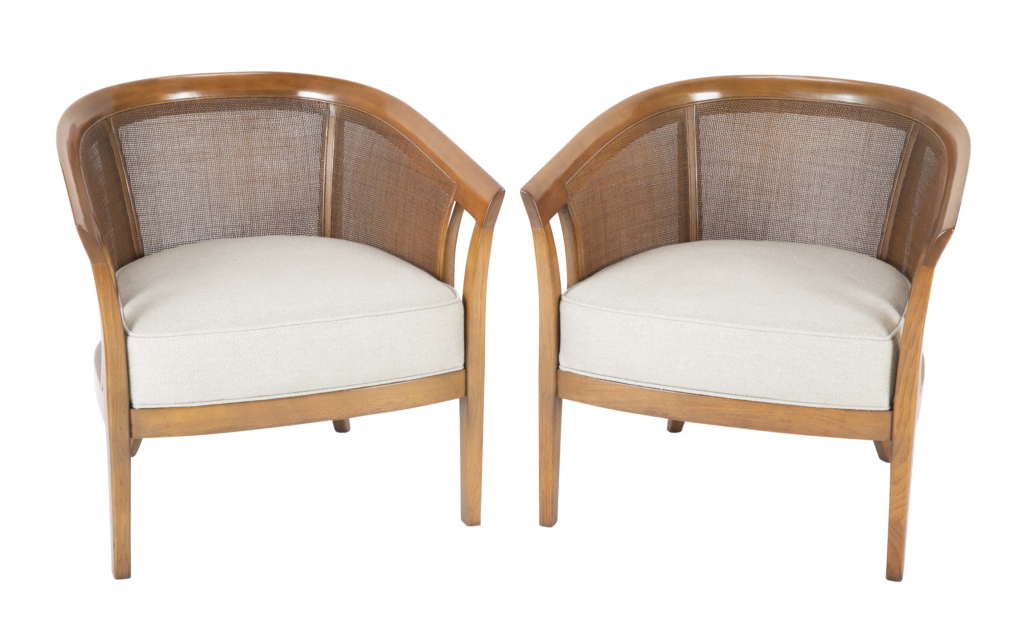 Pair of Edward Wormley for Dunbar Caned Back Armchairs
