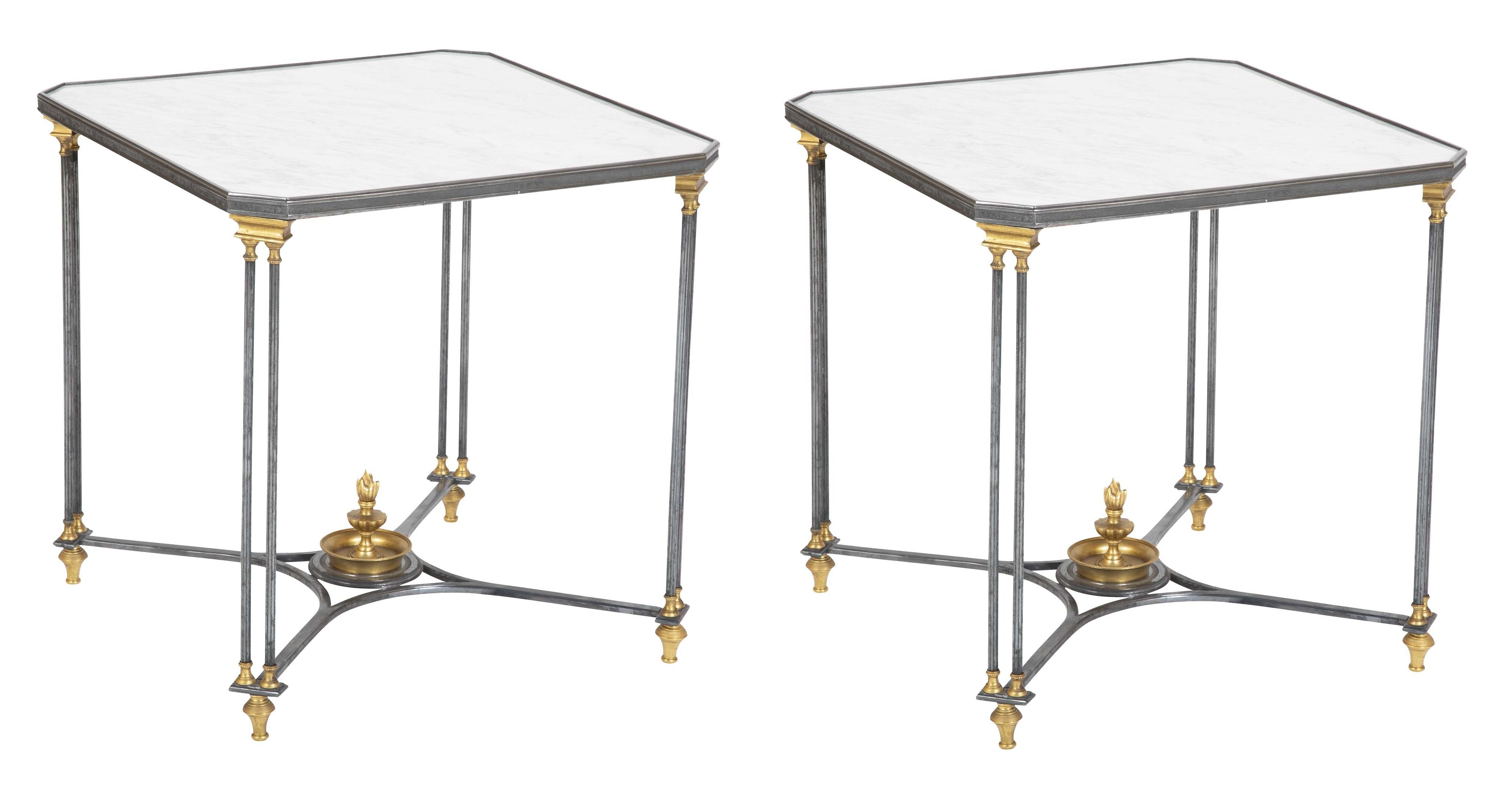 A Pair of Marble Top Directoir Style Side Tables