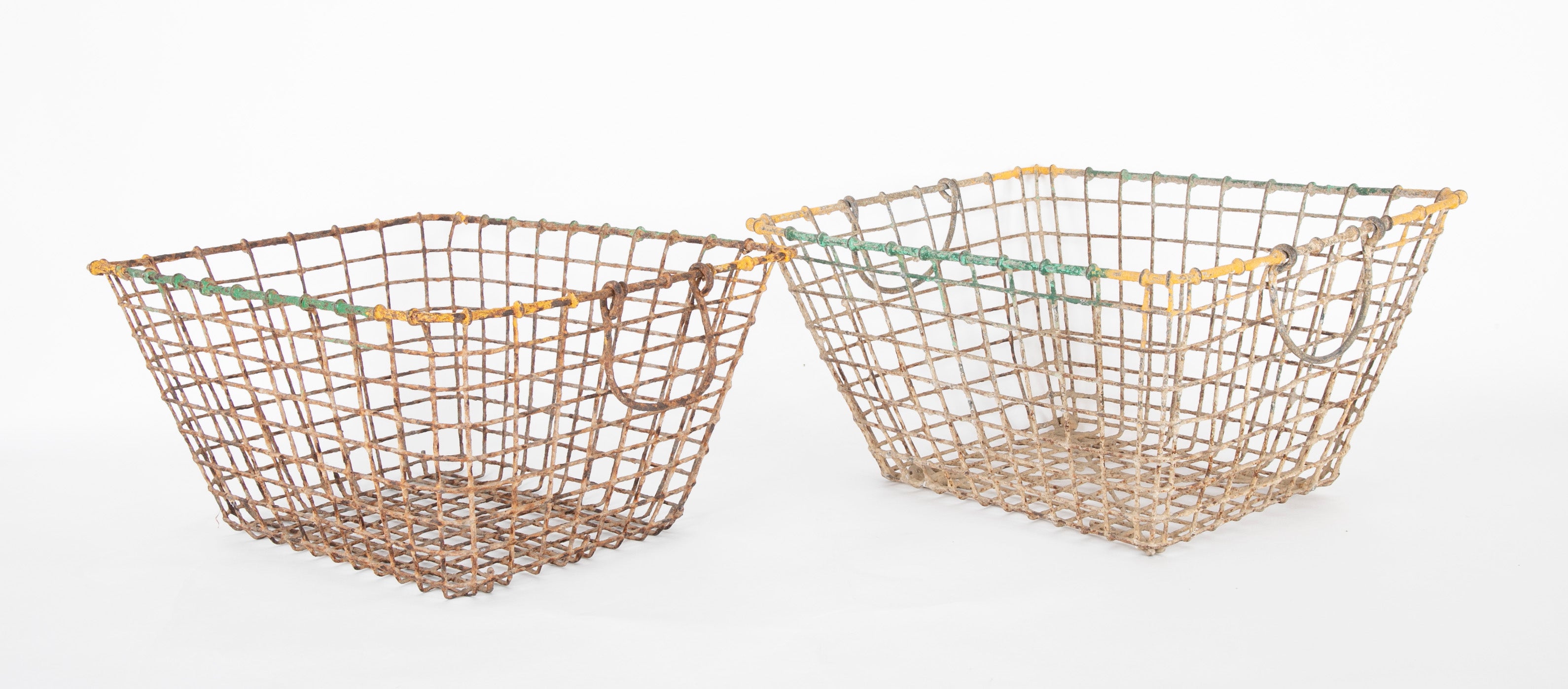 Two Vintage French Wire Oyster Baskets