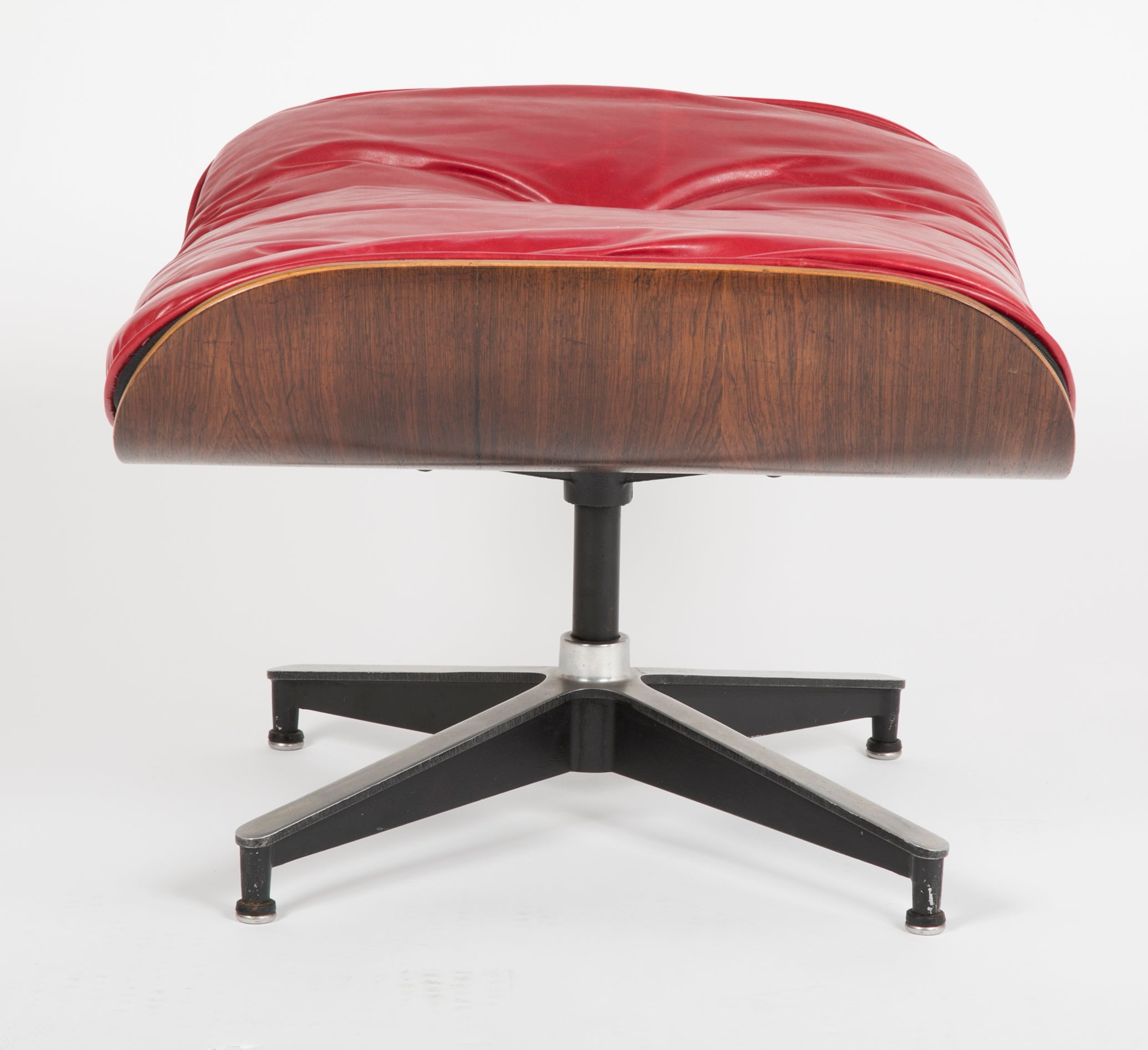 Iconic Rosewood and Red Leather Eames Lounge Chair and Ottoman