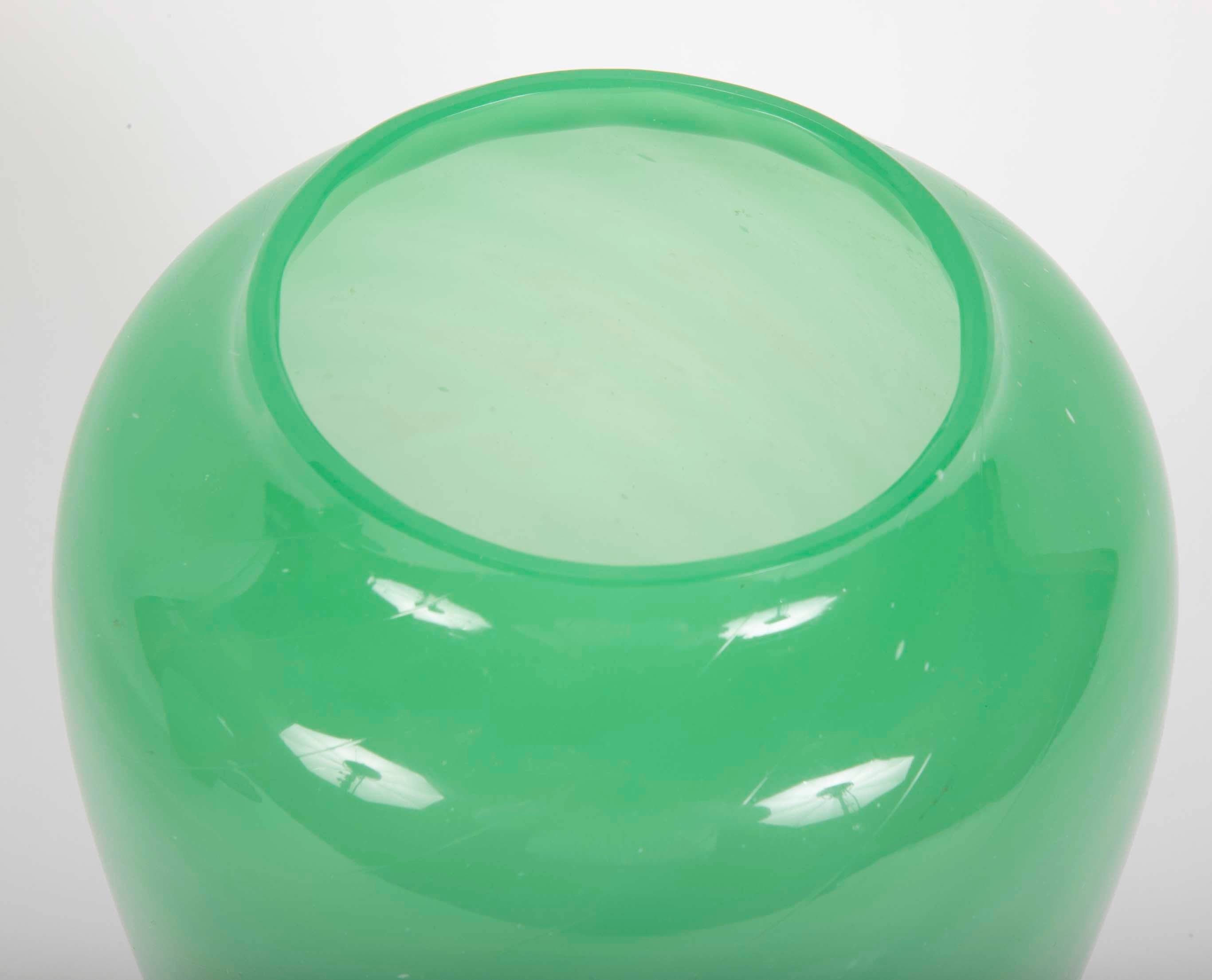 Pair of Jade Green Glass Vases by Steuben
