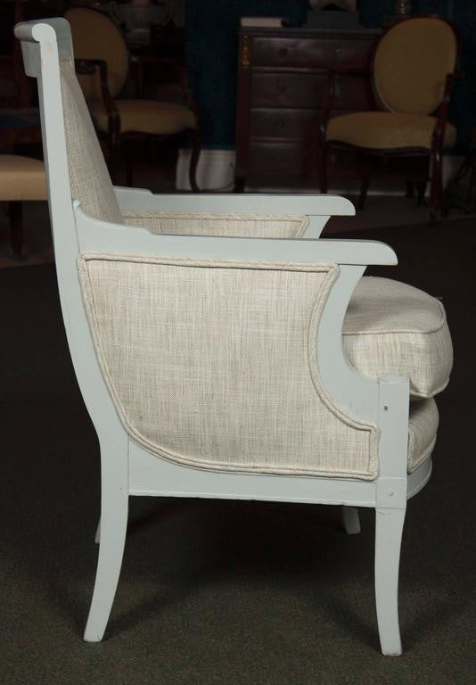 Suite of Painted Bergere, Fauteuil and Footstool