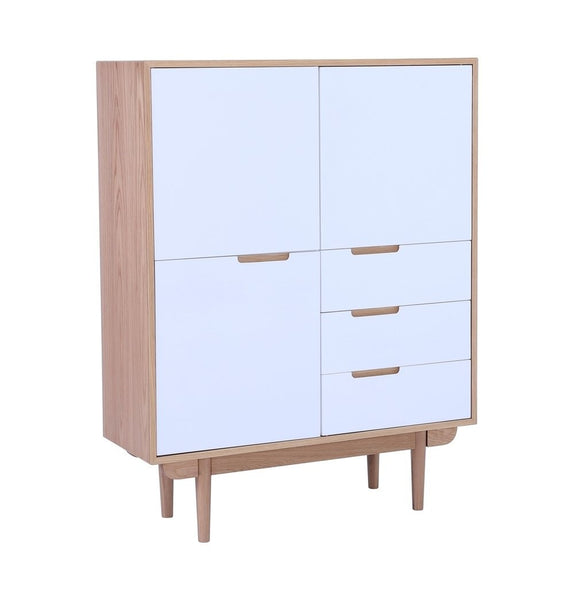 Nakula Tall Sideboard Oak White Shopballyhoo