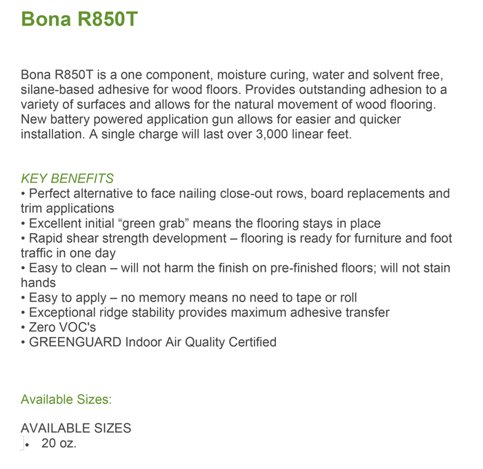 Bona-R850T-Details