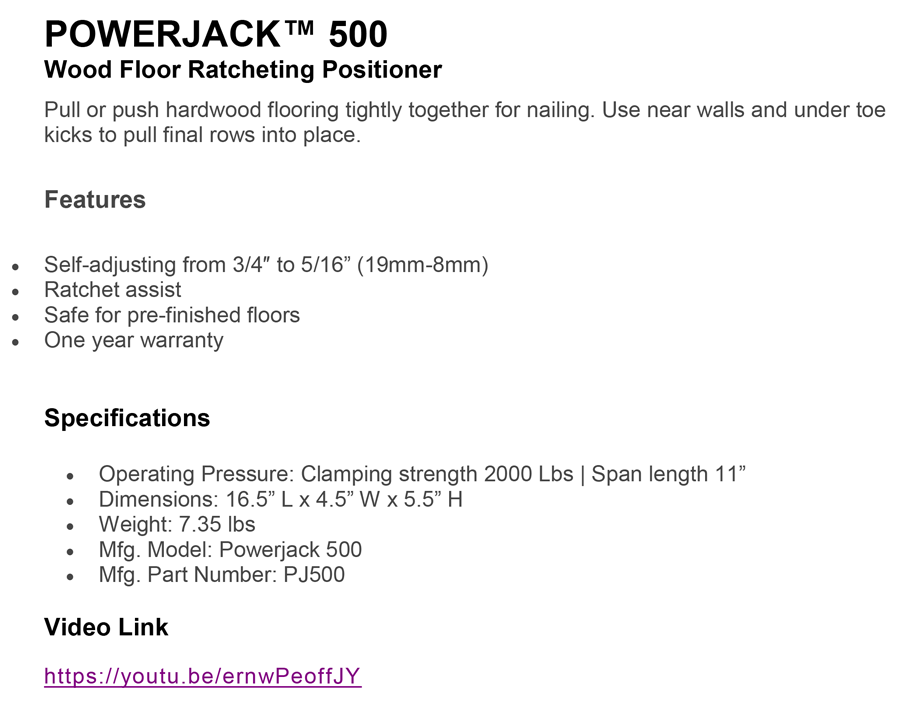 Powernail Powerjack-500