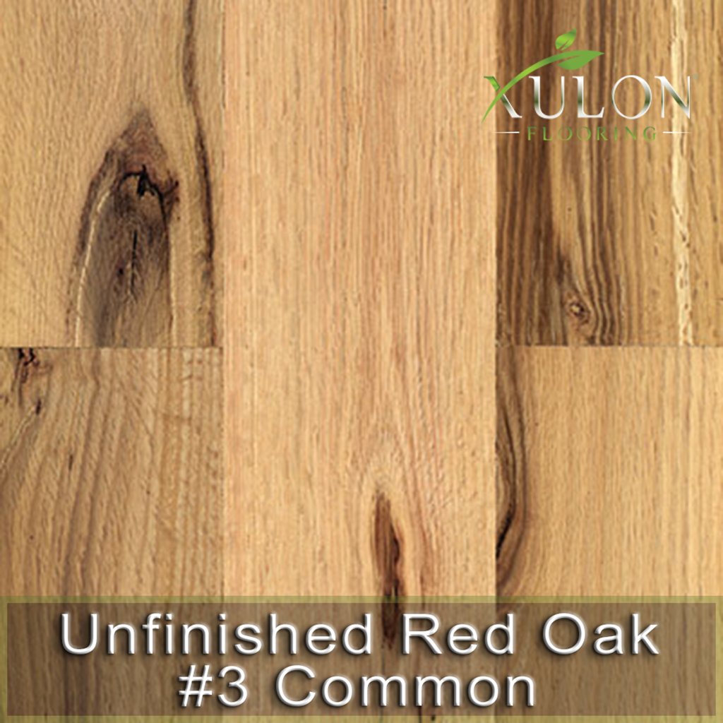 Xulon Flooring-Unfinished Red Oak #3 Common-Solid Hardwood