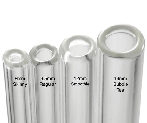 Bubble Tea Glass Straw 21 cm / 8,3″ long and 1,6 cm / 0,63″ diameter.