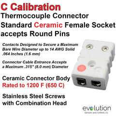 Thermocouple Connectors Standard Size Ceramic Female Type C