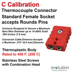 Thermocouple Connectors Standard Size Female Type C