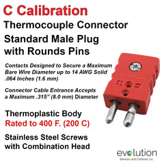 Thermocouple Connectors Standard Size Male Type C