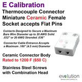 Thermocouple Connectors Miniature Ceramic Female Type E