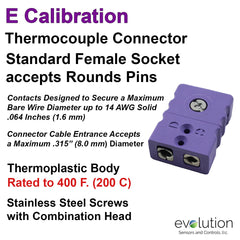 Thermocouple Connectors Standard Size Female Type E