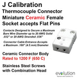 Thermocouple Connectors Miniature Ceramic Female Type J