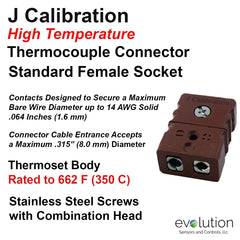Thermocouple Connectors Standard Size High Temperature Female Type J