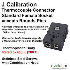 Thermocouple Connectors Standard Size Female Type J