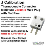 Thermocouple Connectors Miniature Ceramic Male Type J