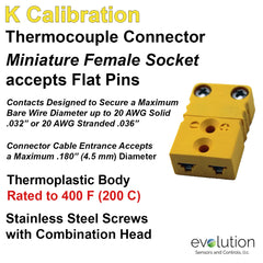 Thermocouple Connectors Miniature Female Type K