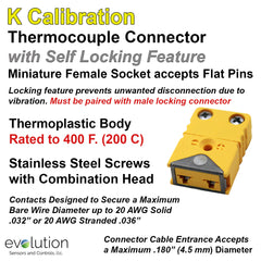 Thermocouple Connectors Miniature Locking Female Type K
