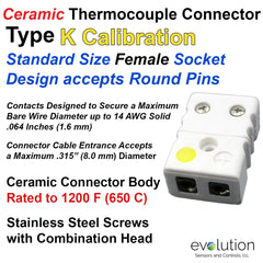Ceramic Thermocouple Connector Type K Standard Size Female