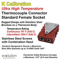 Thermocouple Connectors Standard Size Ultra High Temperature Female Type K