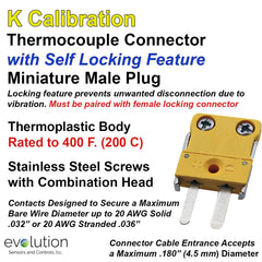Miniature Male Type K Locking Thermocouple Connector