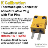 Miniature Male K Calibration Thermocouple Connector