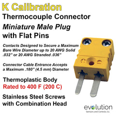 Type K Miniature Male Thermocouple Connector