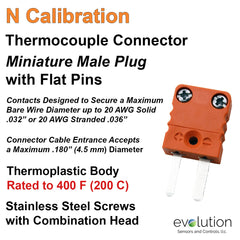 Type N Miniature Male Thermocouple Connector