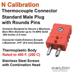 Thermocouple Connectors Standard Size Male Type N