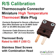 Thermocouple Connectors Miniature High Temperature Male Type RS