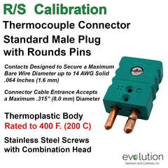 Thermocouple Connectors Standard Size Male Type RS