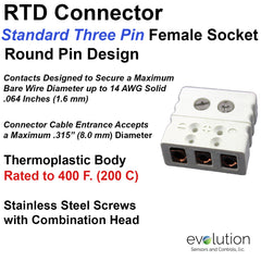 RTD Connector Standard Three Pin Female