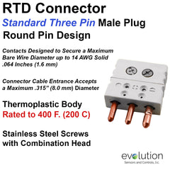 RTD Connector 3 Pin Standard Size Male