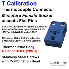 Thermocouple Connectors Standard Size Female Type T