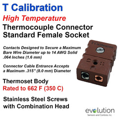 Thermocouple Connectors Standard Size High Temperature Female Type T
