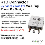 RTD Connector Standard 3 Pin Male