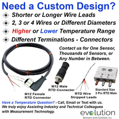 RTD M12 Connector Extension Cable Assembly Right Angle Custom Design