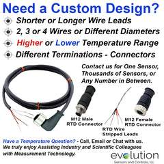 M12 RTD Connector Extension Cable Assembly Straight Design 5 meters silicone wire custom