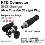 RTD M12 Connector Male Straight 4 Pin Design