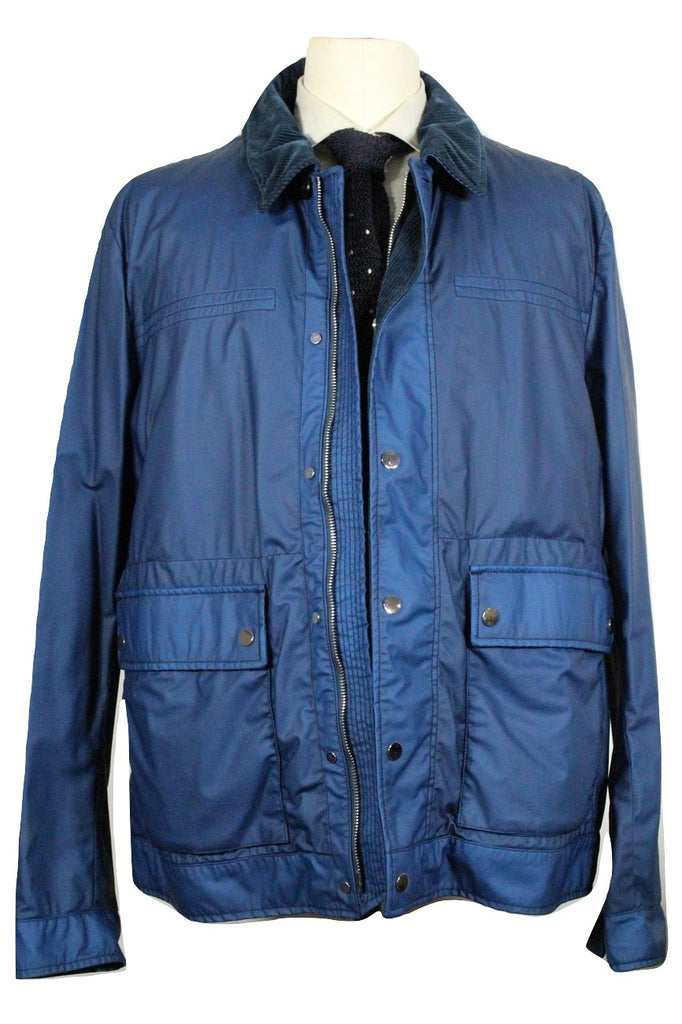 Ermenegildo Zegna – Blue Waxed Wool Field Jacket w/Goose Down Liner