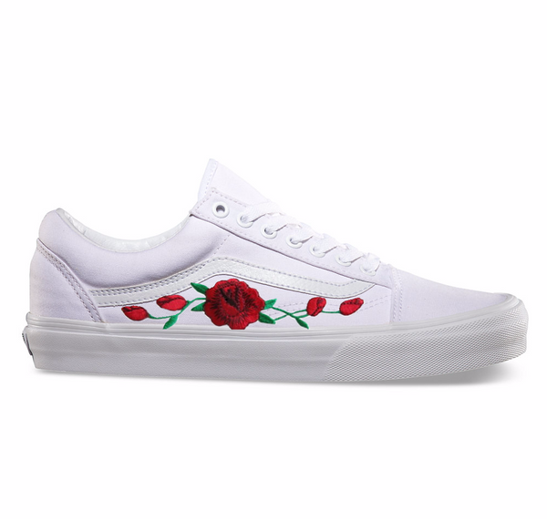 all white vans with roses